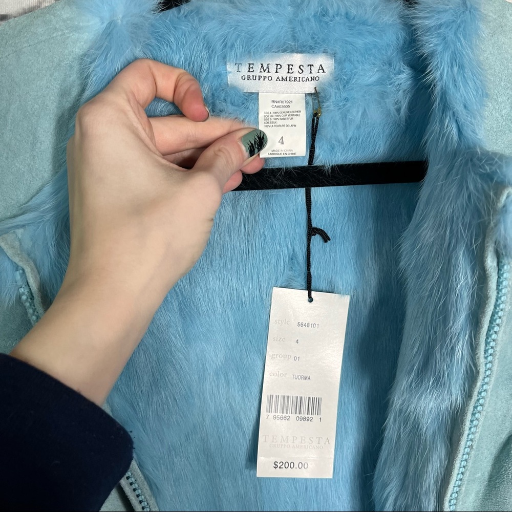'NWT Vintage Designer Rabbit Fur Vest  Genuine Leather Size Small - Picture 7 of 16